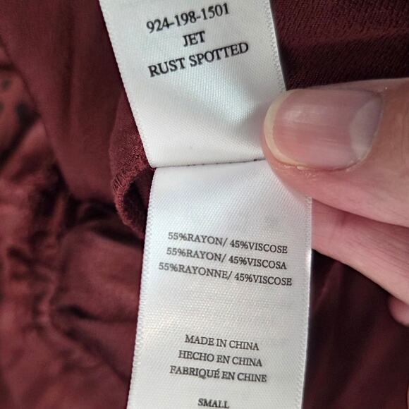 Rails Jet Rust Spotted Jumpsuit &Sash S Stretch Waist Wide Leg Red/Brn Holiday - Picture 10 of 16